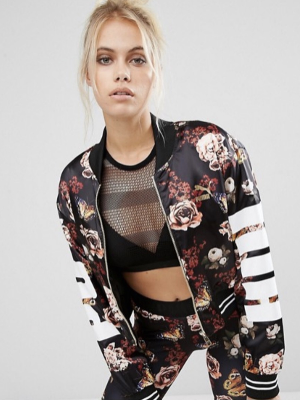 Puma floral and butterfly jacket sz M
